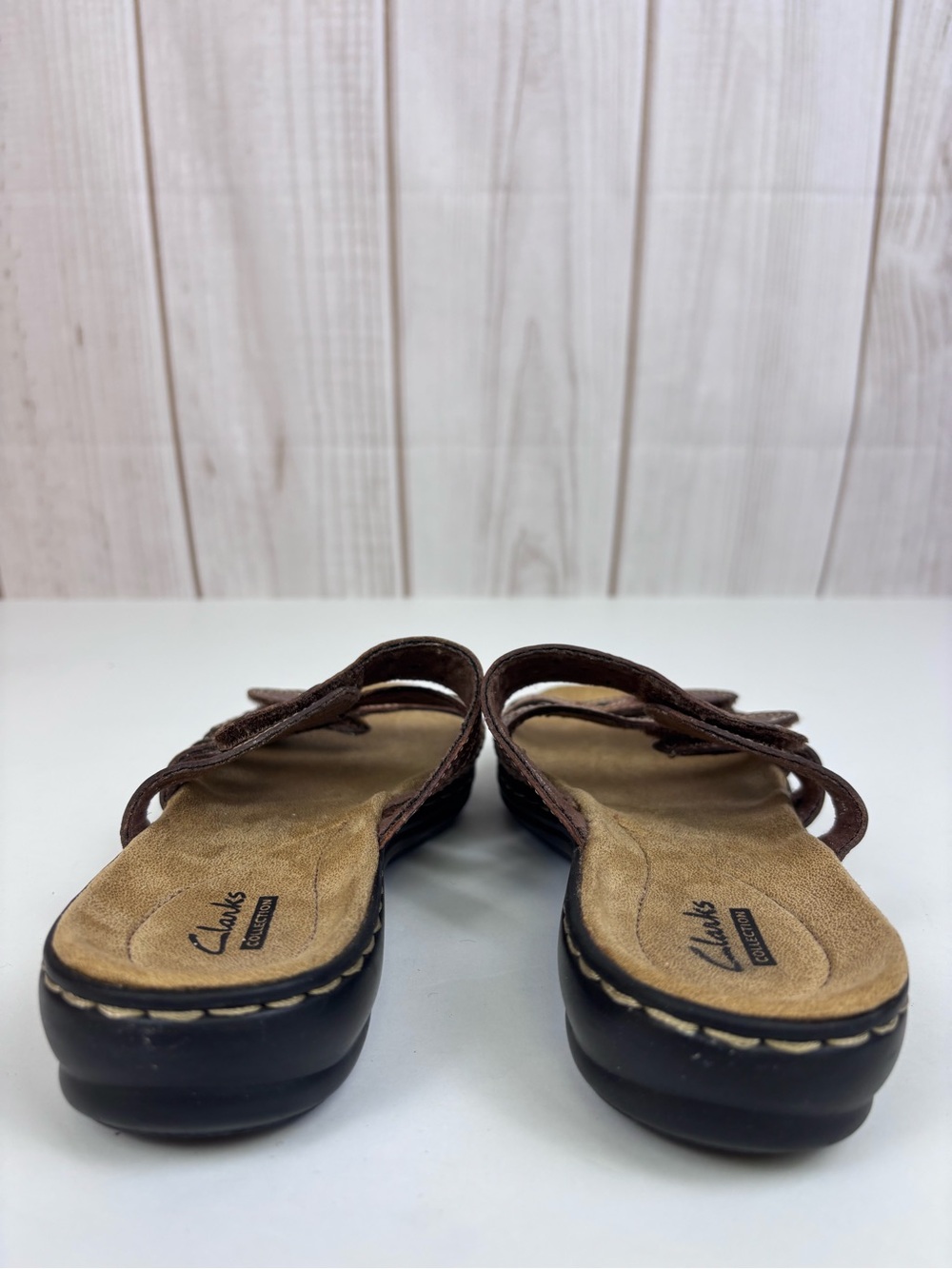 Clarks Leisa Cacti Q Leather Multi-Strap Slide Lightweight Sandals Brown Size 7 - Picture 7 of 15